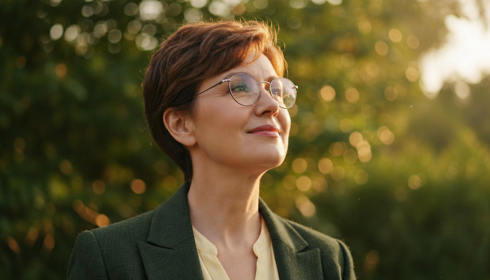 Woman, mid-life, looking serene